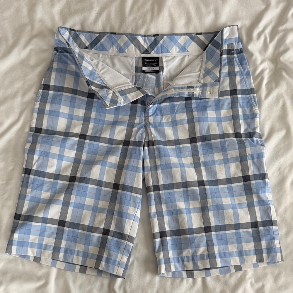 Nike Golf Blue and White Checkered Shorts